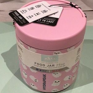 Hydrapeak PINK food jar with white friendly ghosts, new. Hot/Cold foods